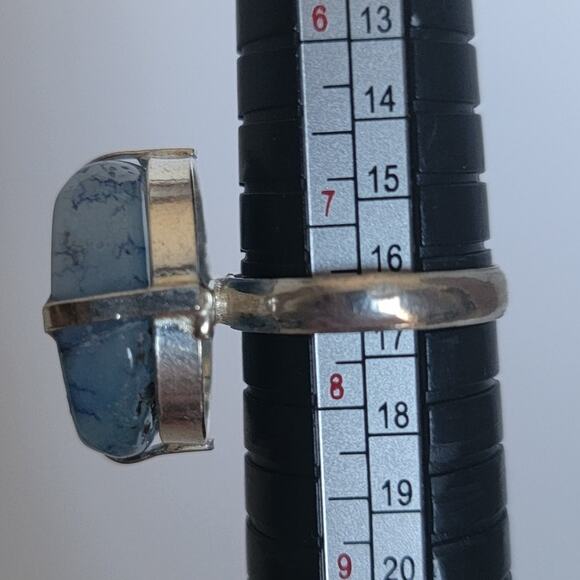 Handmade Sterling Silver Blue Druzy Quartz Ring, Size 7.5 Gemstone Jewelry - Picture 9 of 10